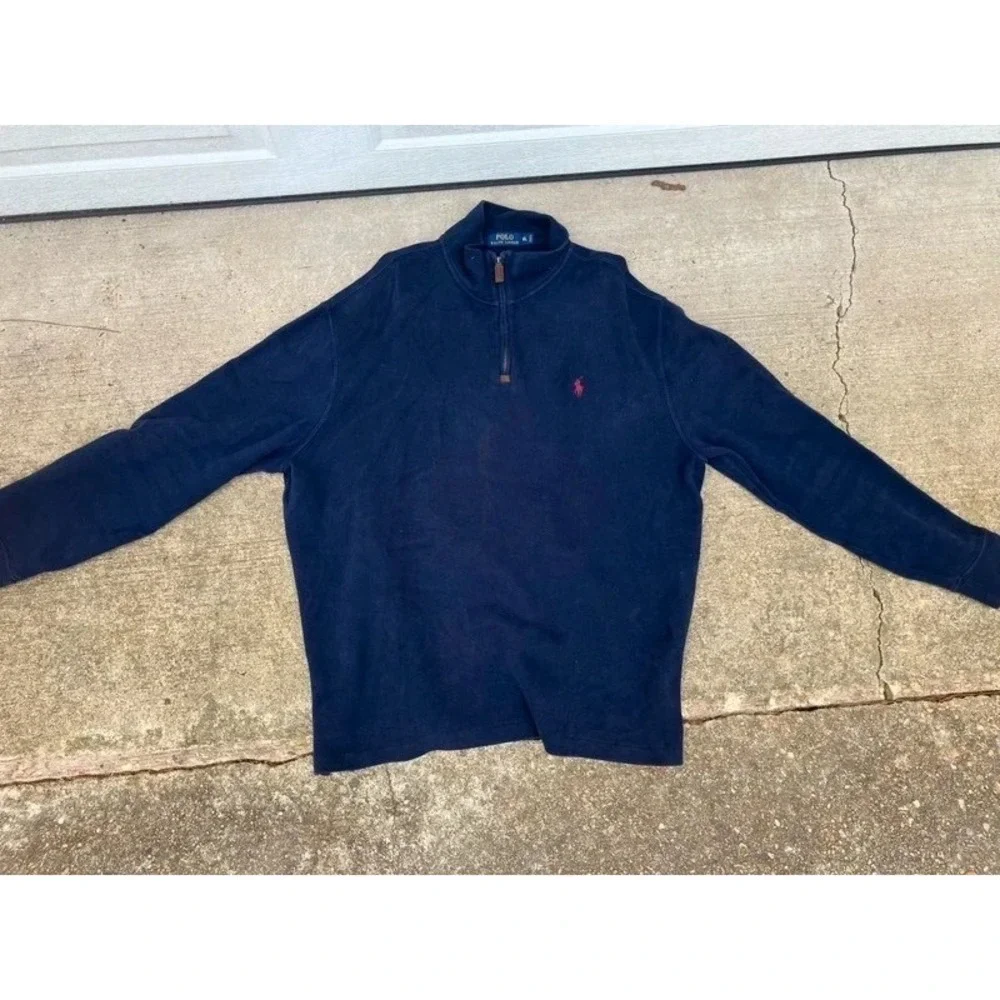 VTG Ralph Lauren Quarter Zip Xl Old Money Preppy Button Up Long Sleeve Fifa USA